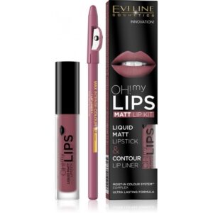 Eveline Oh my lips – Tekutá matující rtěnka s konturovací tužkou - 06 Cashmere rose